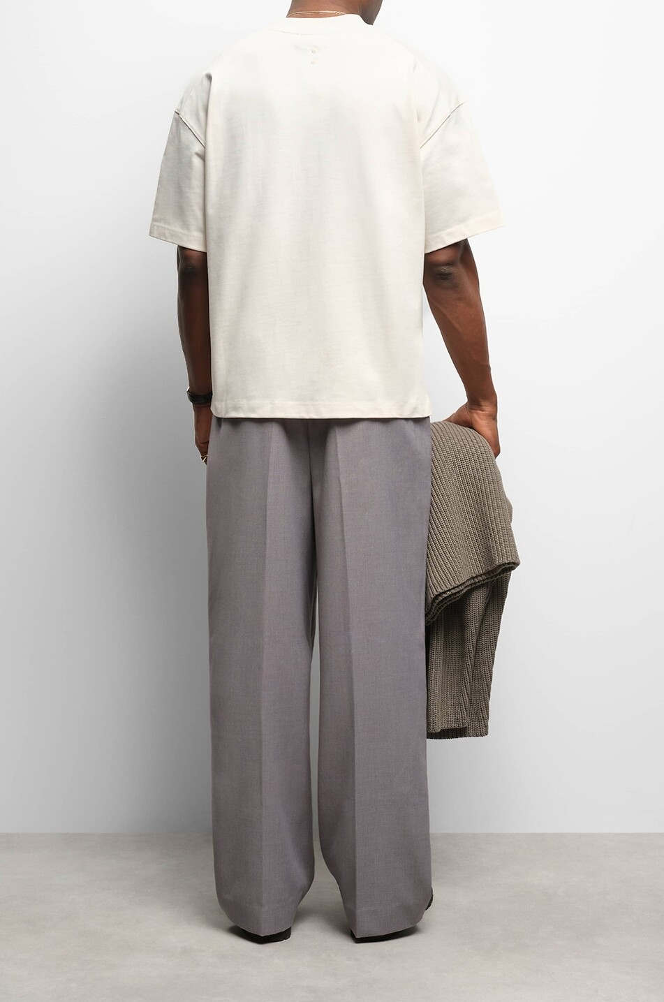ABOUT:BLANK T-shirt oversize à col rond en coton Dual Logo Homme BLANC 4