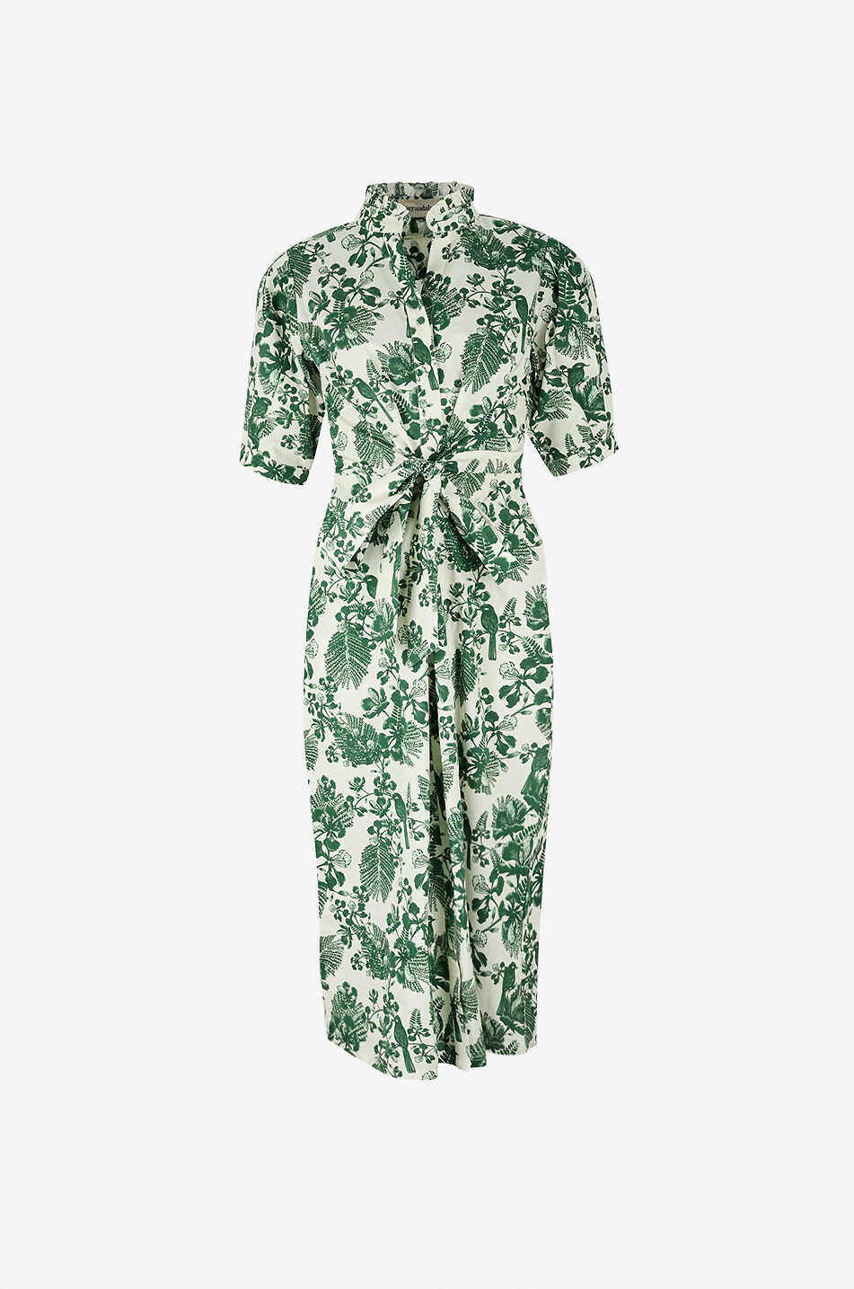 VERANDAH Hand Draped Midi printed cotton midi shirt dress Women MULTI COLOURED 1