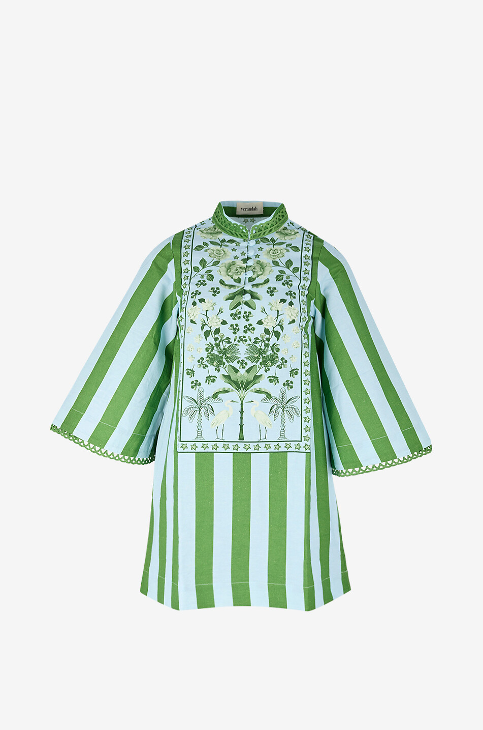 Anj striped floral cotton mini dress