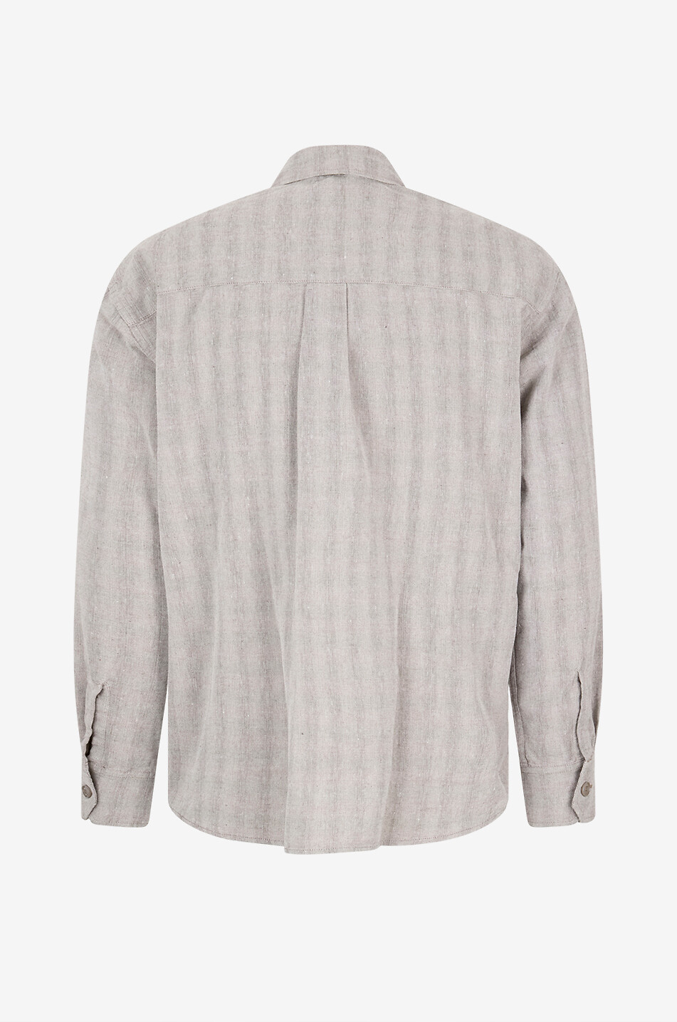 OUR LEGACY Above Above Trail Check Dryline Weave relaxed cotton and linen shirt Men LIGHT GREY 2