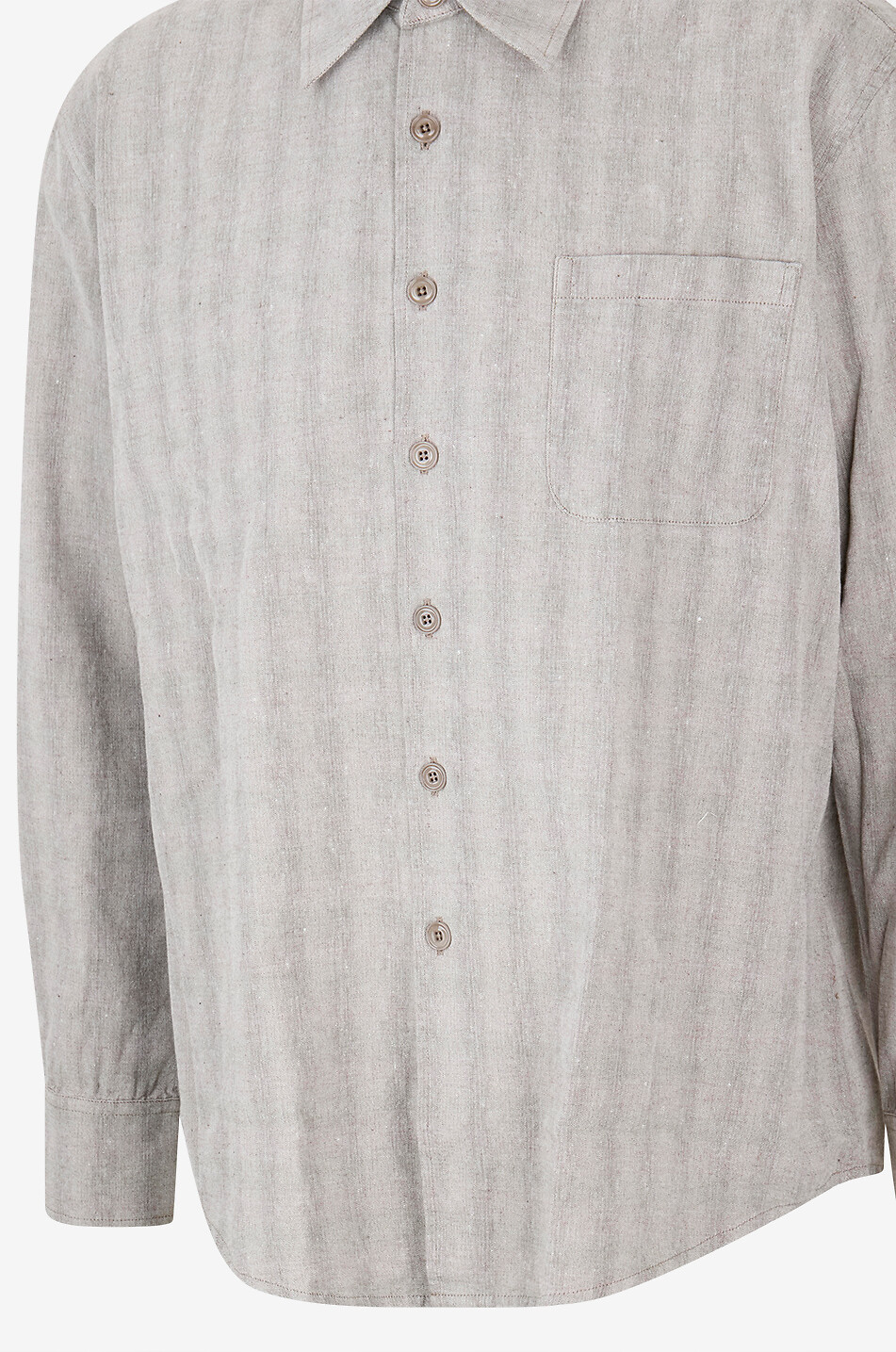 OUR LEGACY Above Above Trail Check Dryline Weave relaxed cotton and linen shirt Men LIGHT GREY 3