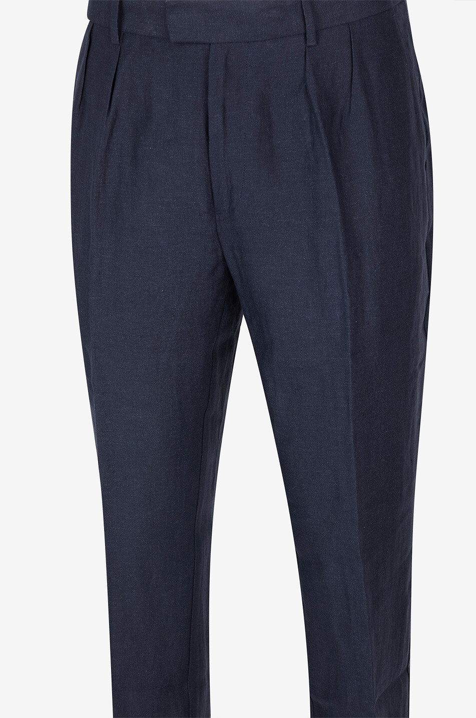 04651/ Gerade Hose mit verstellbarem Bund aus Leinen Herren DUNKELBLAU 3