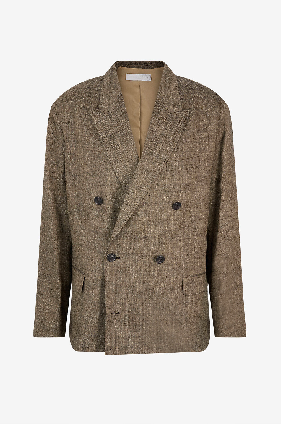 OUR LEGACY Doppelreihiger Blazer aus Leinen Seide und Baumwolle Halt Herren BRAUN 1