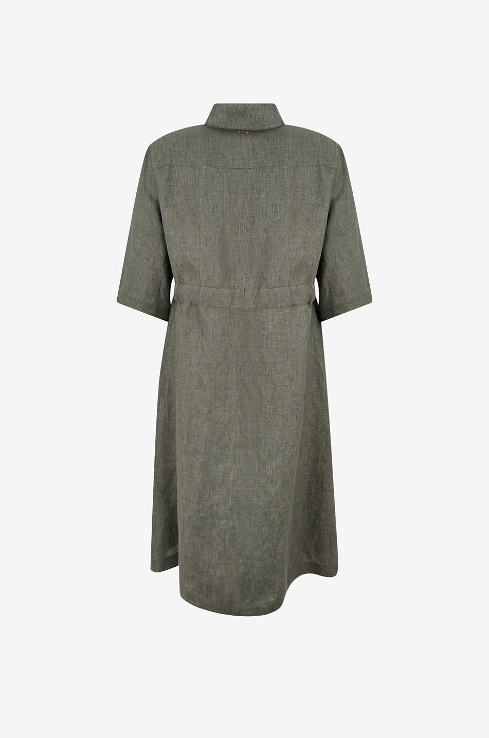 HERNO Midi linen shirt dress with collar Women DARK GREEN 2
