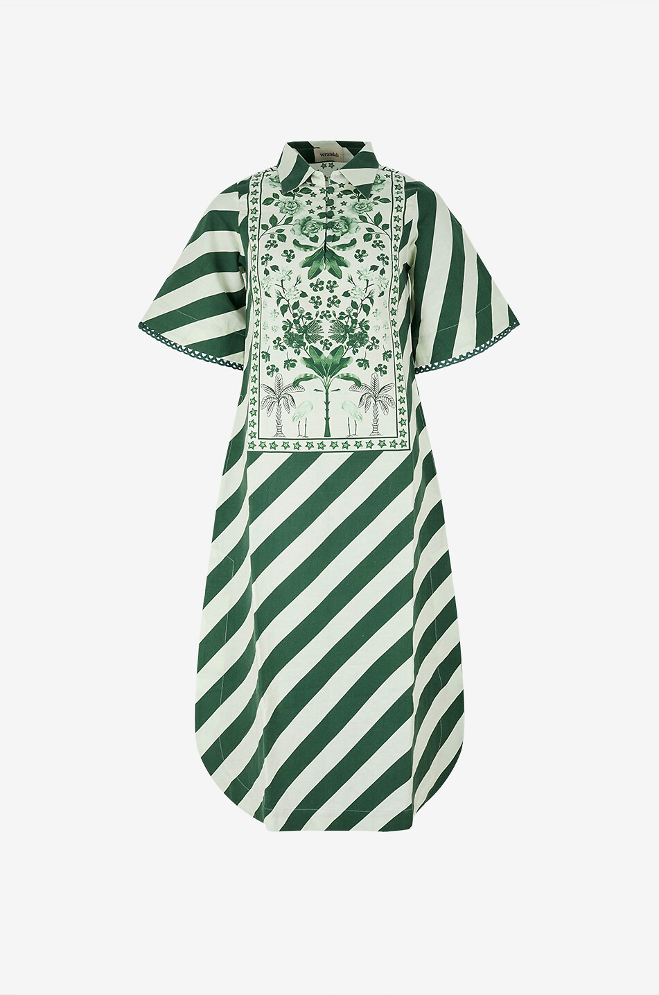 VERANDAH Summer striped shirt collar midi dress Women MULTI COLOURED 2