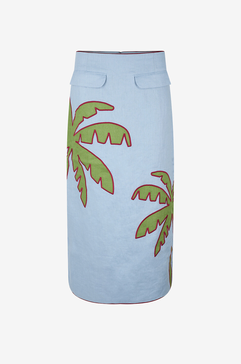 Midi skirt in patterned linen