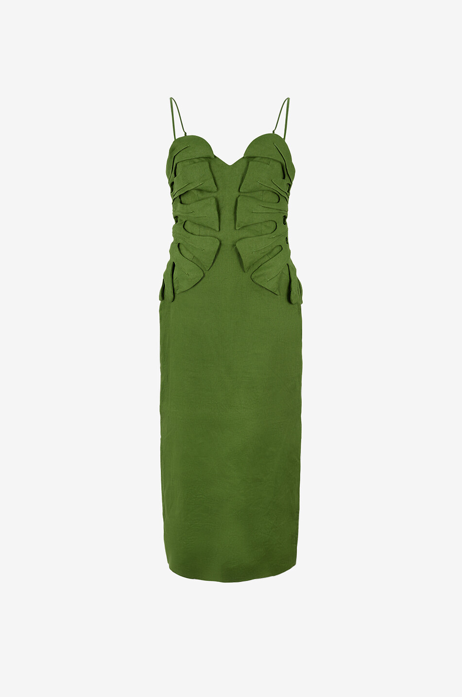 green emerald velvet dress Farm Rio Monstera Linen Midi Dress in Multi main image 1