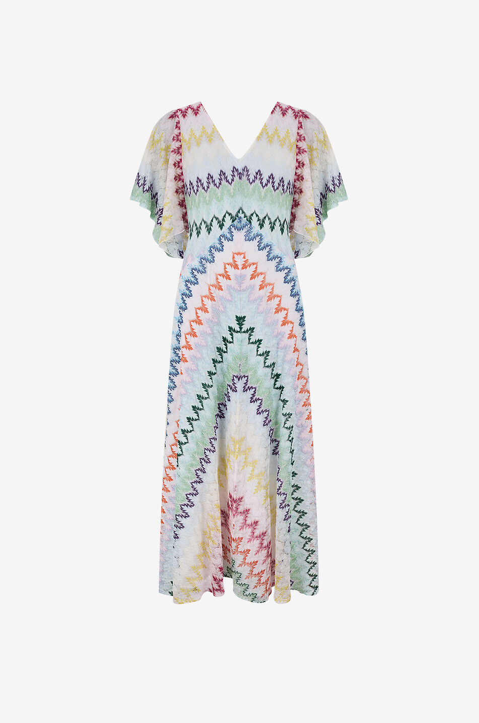 MISSONI Long-sleeved fitted V-neck knit dress Women MULTI COLOURED 1