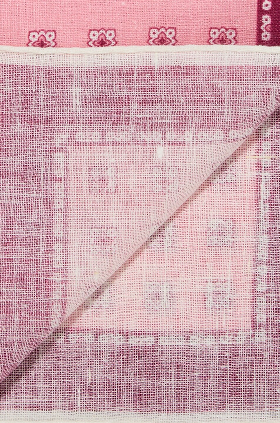 BIGI CRAVATTE Pochette carrée imprimée en lin Homme ROSE MOYEN 2