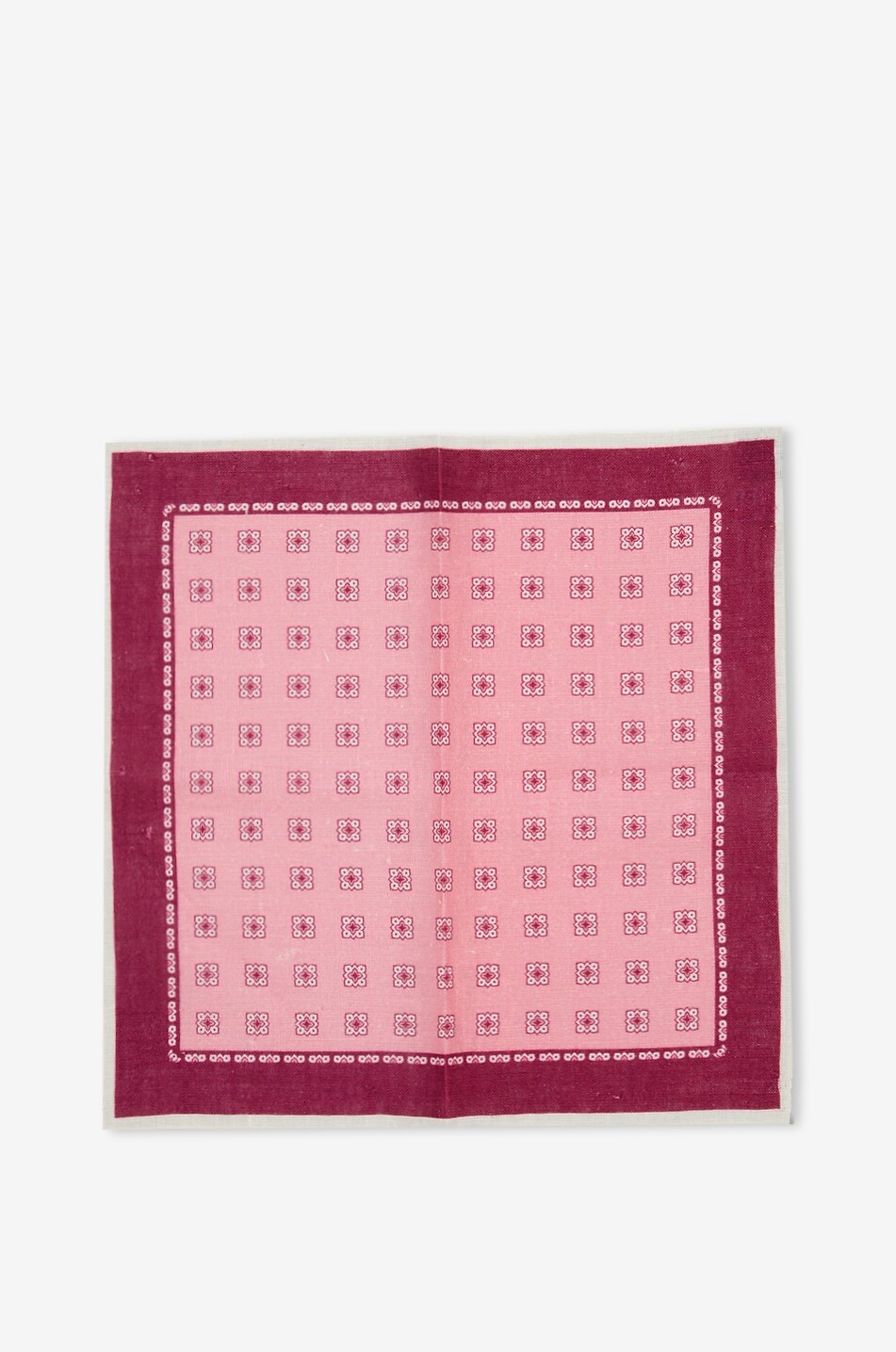 BIGI CRAVATTE Pochette carrée imprimée en lin Homme ROSE MOYEN 3