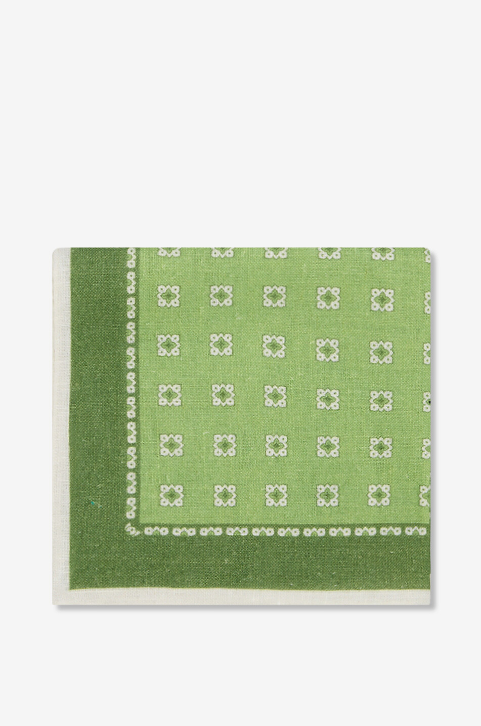 BIGI CRAVATTE Pochette carrée imprimée en lin Homme VERT MOYEN 1