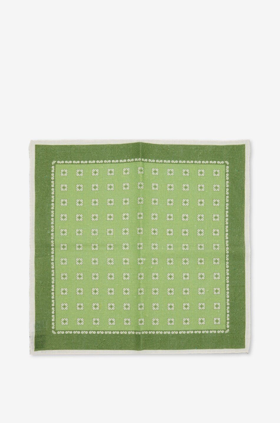 BIGI CRAVATTE Pochette carrée imprimée en lin Homme VERT MOYEN 3
