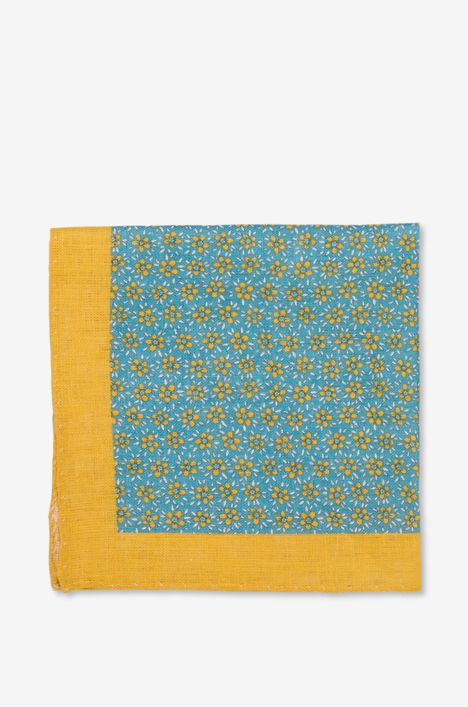 Pochette carrée imprimée floral en lin