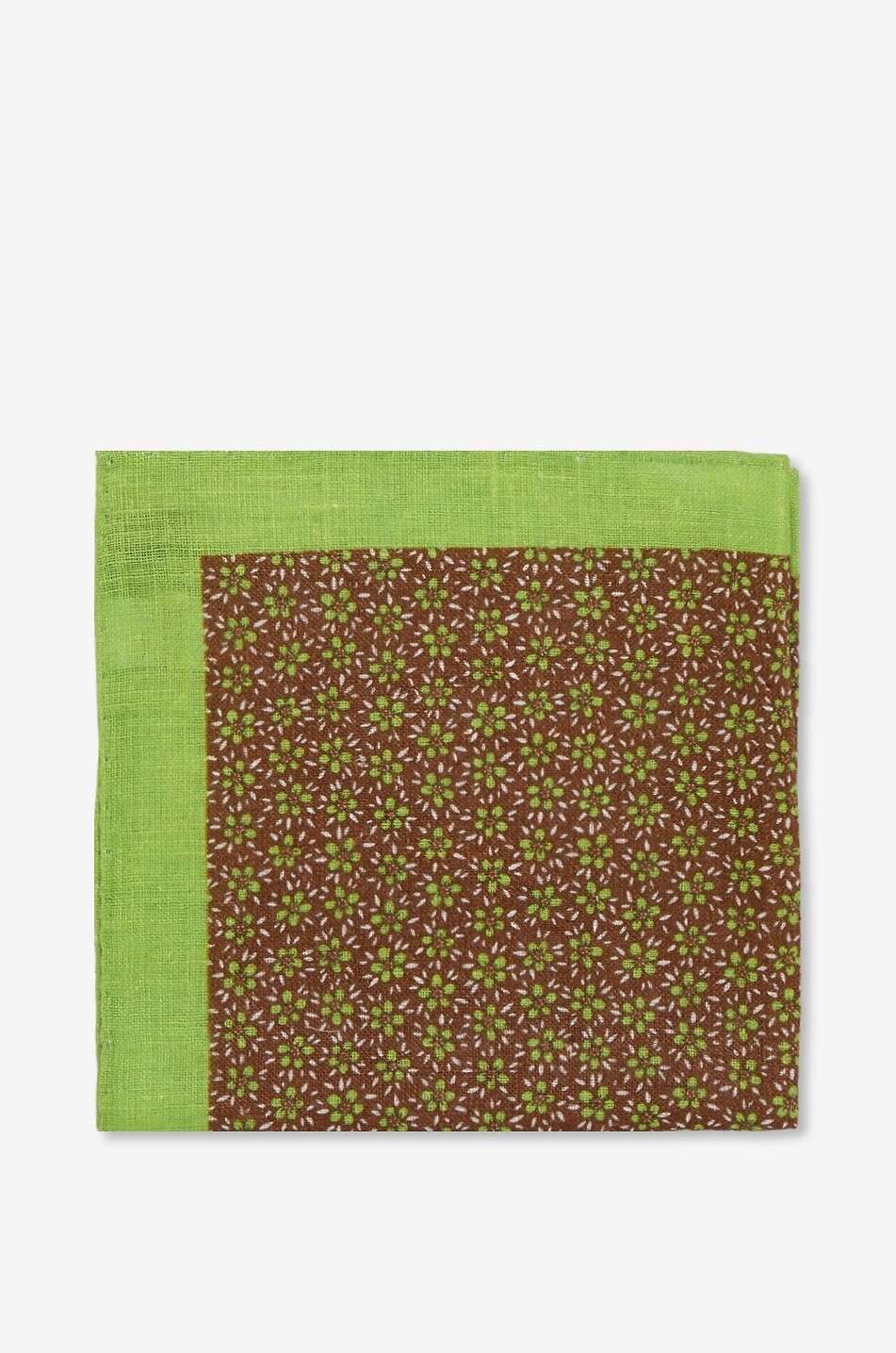 Square floral print linen pouch
