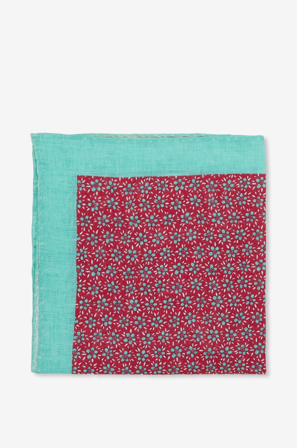 Square floral print linen pouch