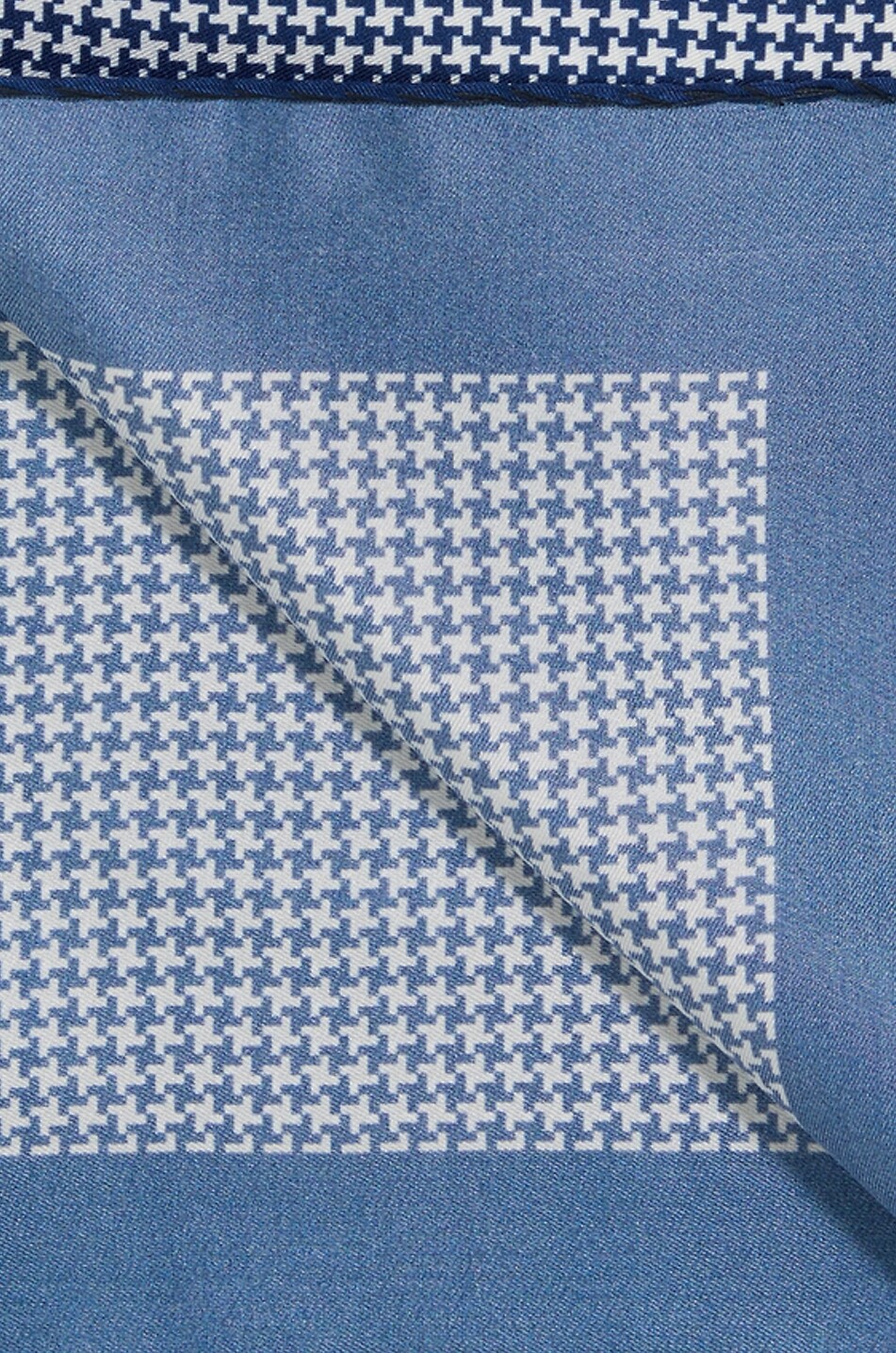 BIGI CRAVATTE Pochette carrée en soie à pied-de-poule Homme BLEU FONCE 2