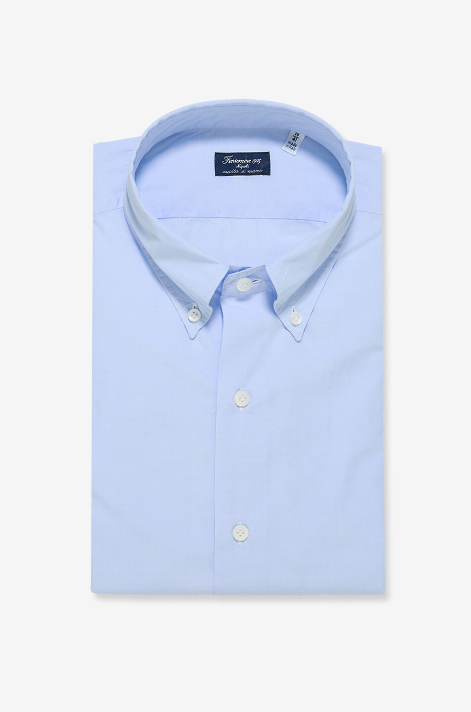 FINAMORE Chemise à col américain en popeline de coton Napoli Homme BLEU CLAIR 1