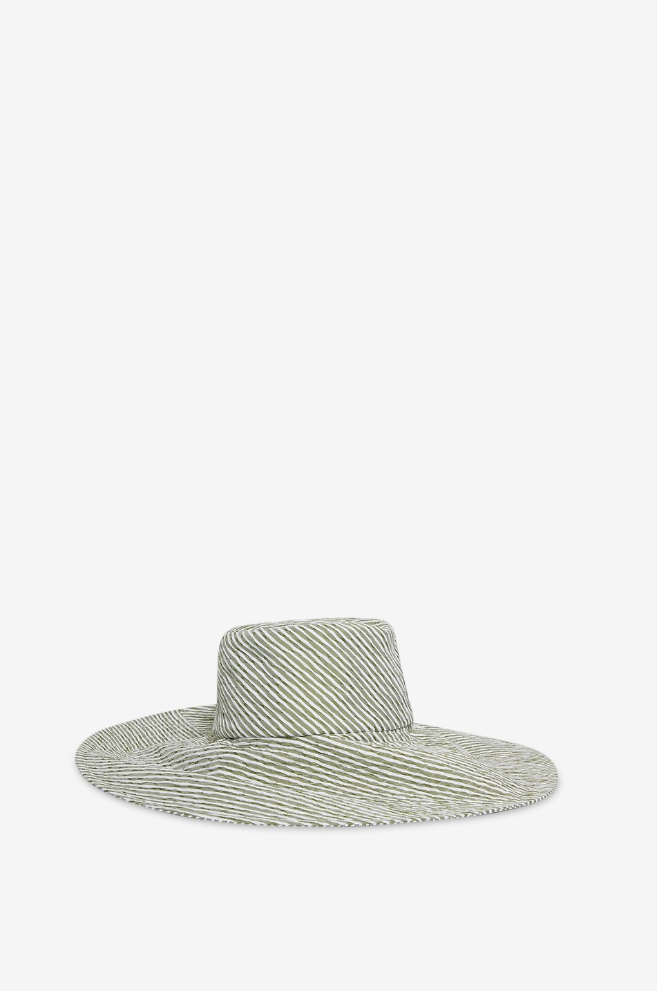 LUISA BECCARIA Chapeau à large bord rayé matelassé en coton Femme BLANC CASSE 2
