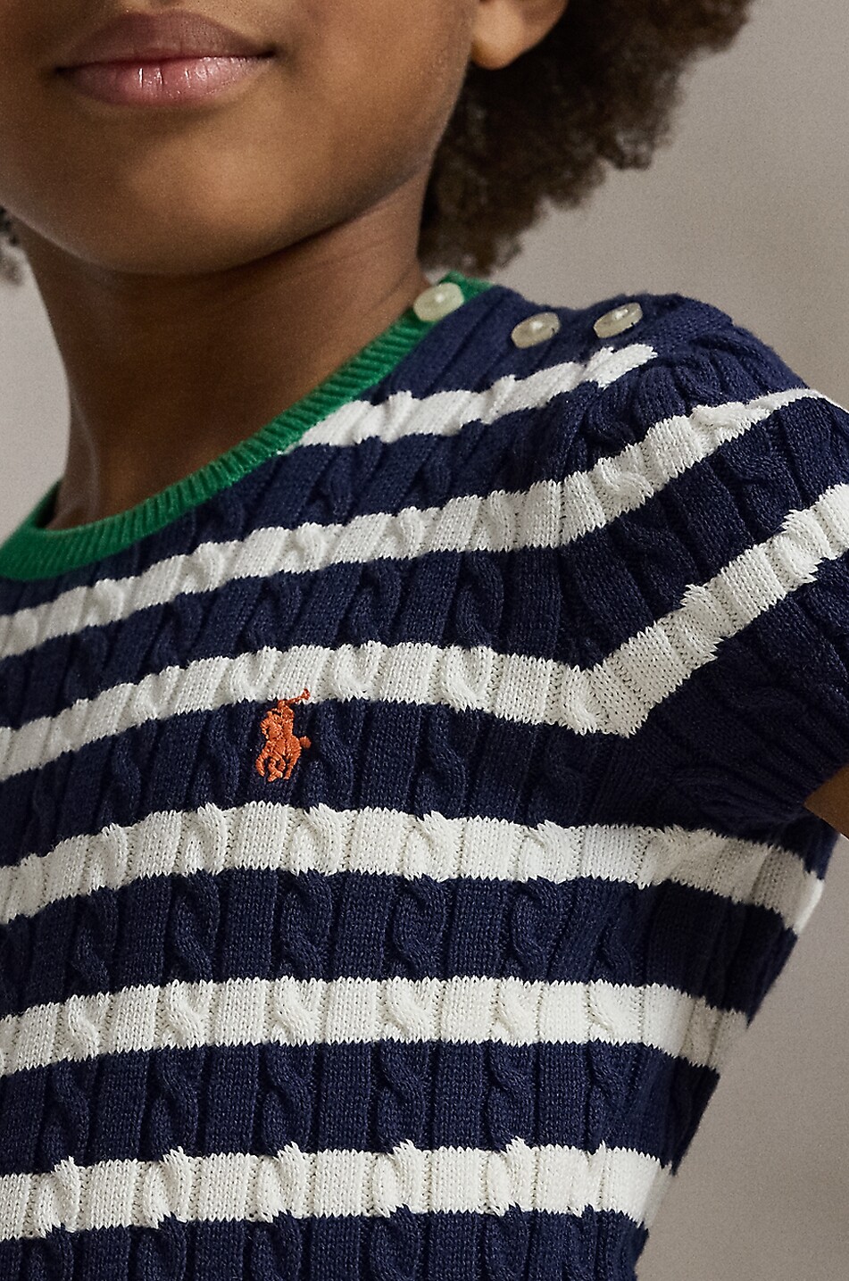 POLO RALPH LAUREN Pony girls' striped jumper and pleated skirt set Girl DARK BLUE 5