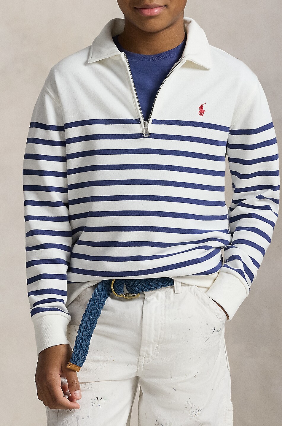 POLO RALPH LAUREN Polo rayé en molleton à manches longues garçon Pony Garçon BLANC CASSE 3
