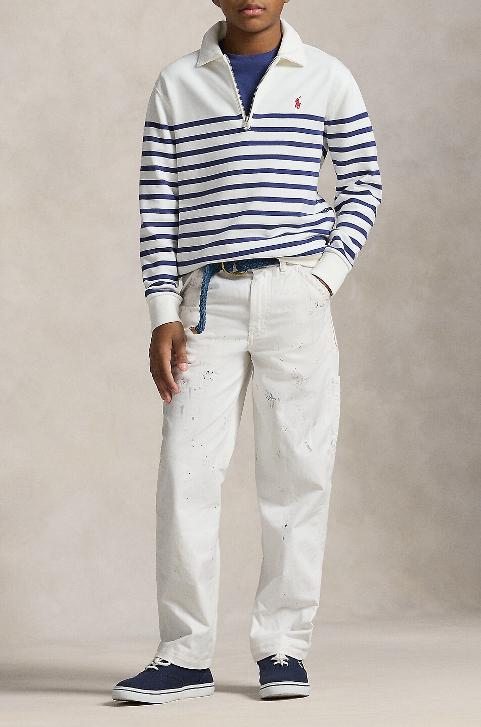 POLO RALPH LAUREN Polo rayé en molleton à manches longues garçon Pony Garçon BLANC CASSE 4