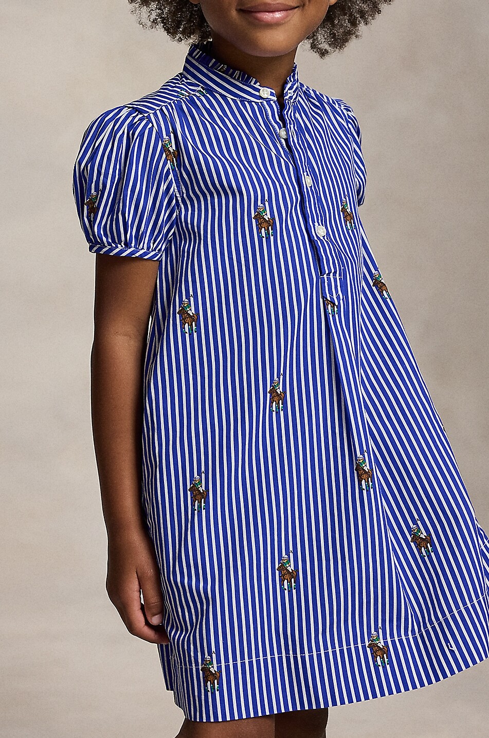 POLO RALPH LAUREN All-Over Pony striped girls' shirt dress Girl BLUE 4