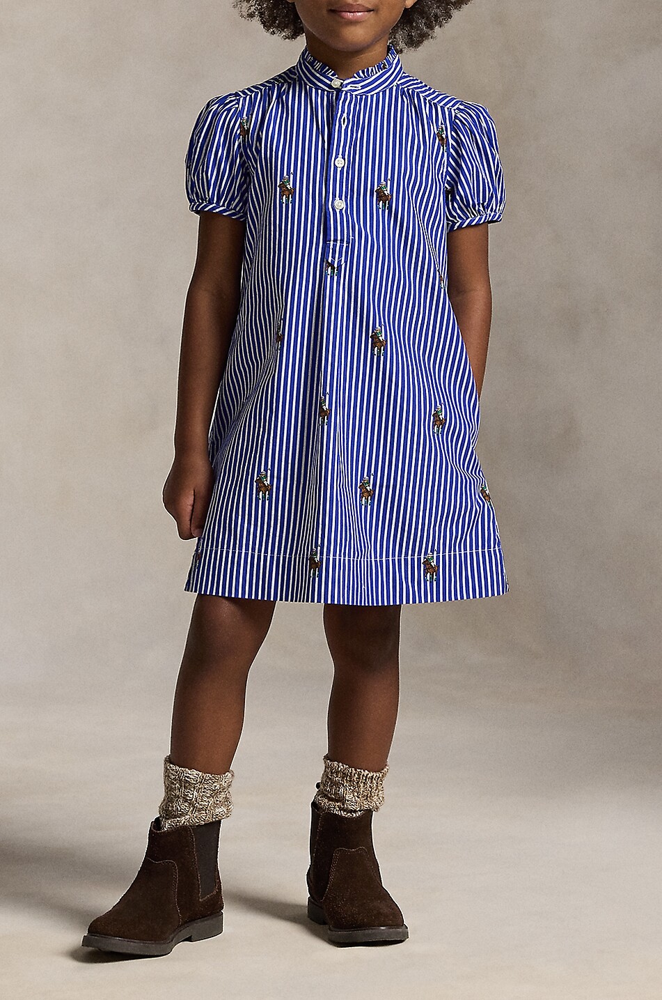 POLO RALPH LAUREN All-Over Pony striped girls' shirt dress Girl BLUE 3