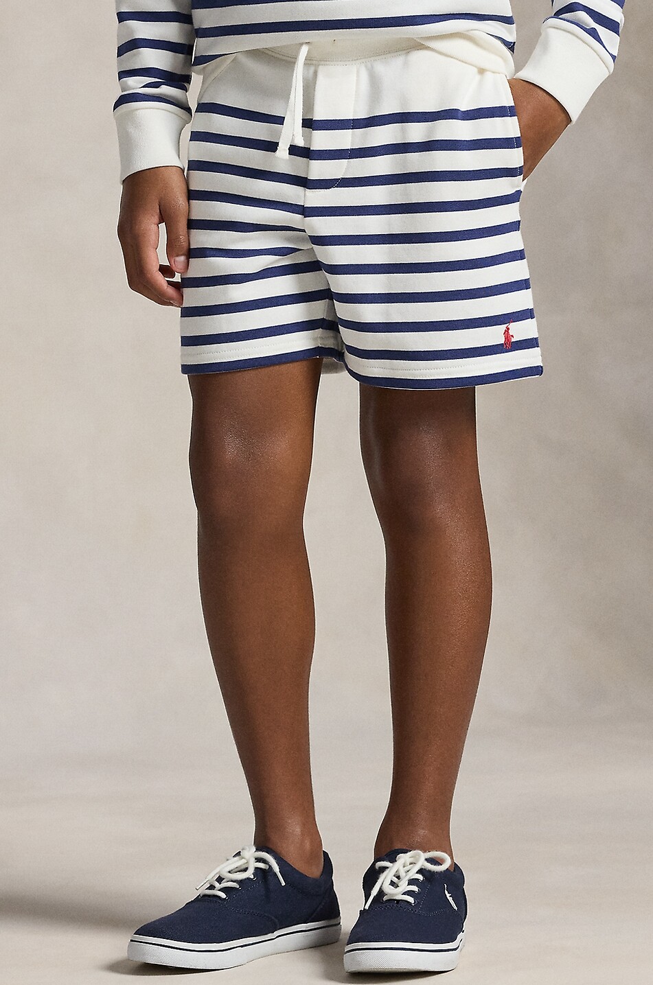 POLO RALPH LAUREN Short en molleton rayé garçon Pony Garçon BLANC 4