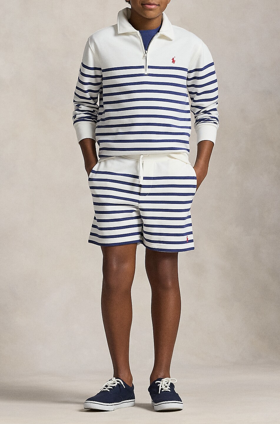 POLO RALPH LAUREN Short en molleton rayé garçon Pony Garçon BLANC 5