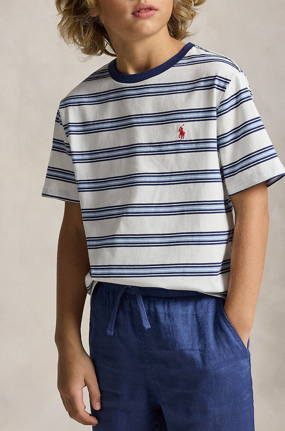 POLO RALPH LAUREN T-shirt à rayures en coton garçon Pony Garçon BLANC 3