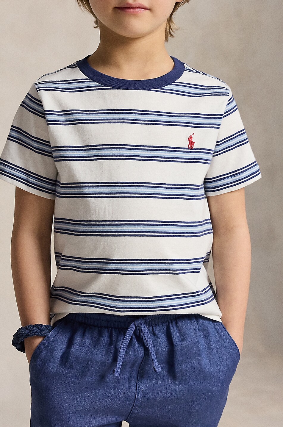 POLO RALPH LAUREN T-shirt à rayures et manches courtes garçon Pony Garçon BLANC 3