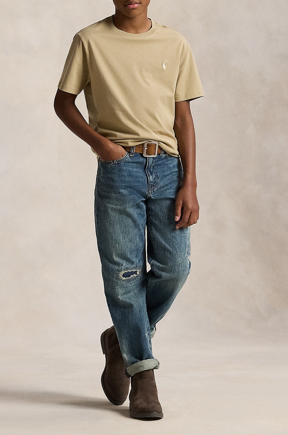 POLO RALPH LAUREN T-Shirt für Teenager-Jungen aus Baumwolle mit Logostickerei Pony Junge [akeneo-beigefonce] 4