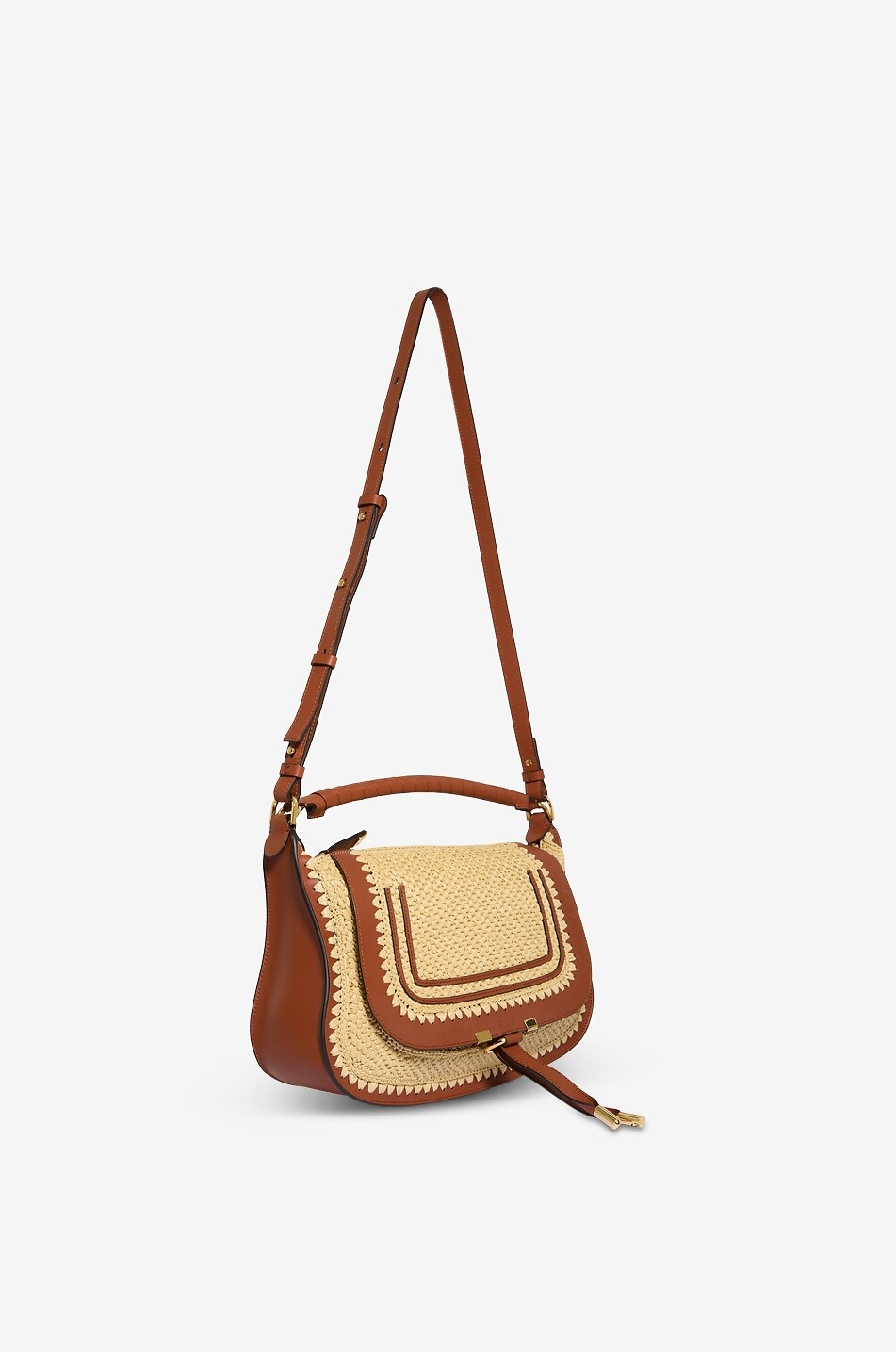 CHLOE Marcie raffia shoulder bag Women BEIGE 5