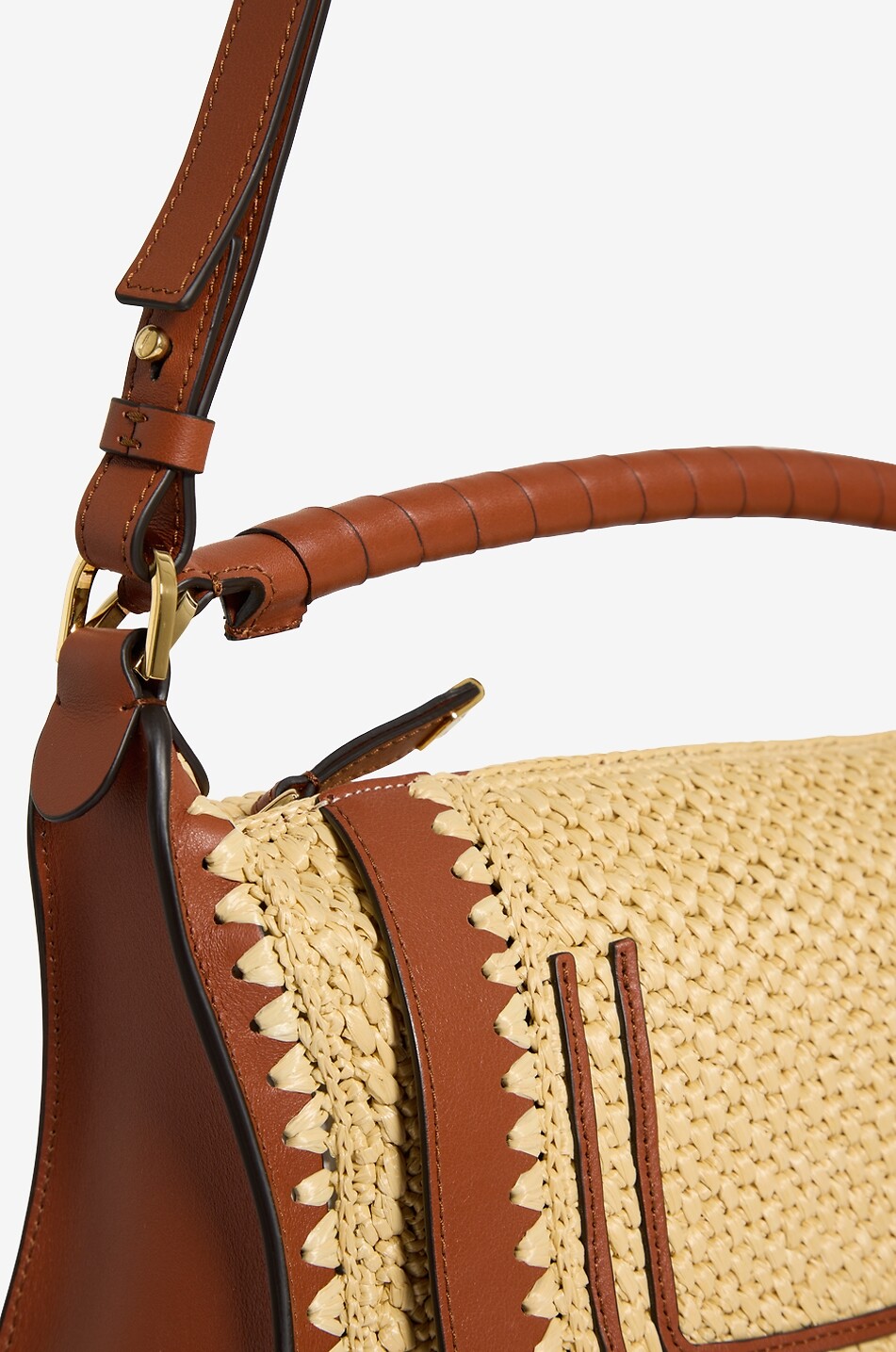 CHLOE Marcie raffia shoulder bag Women BEIGE 6