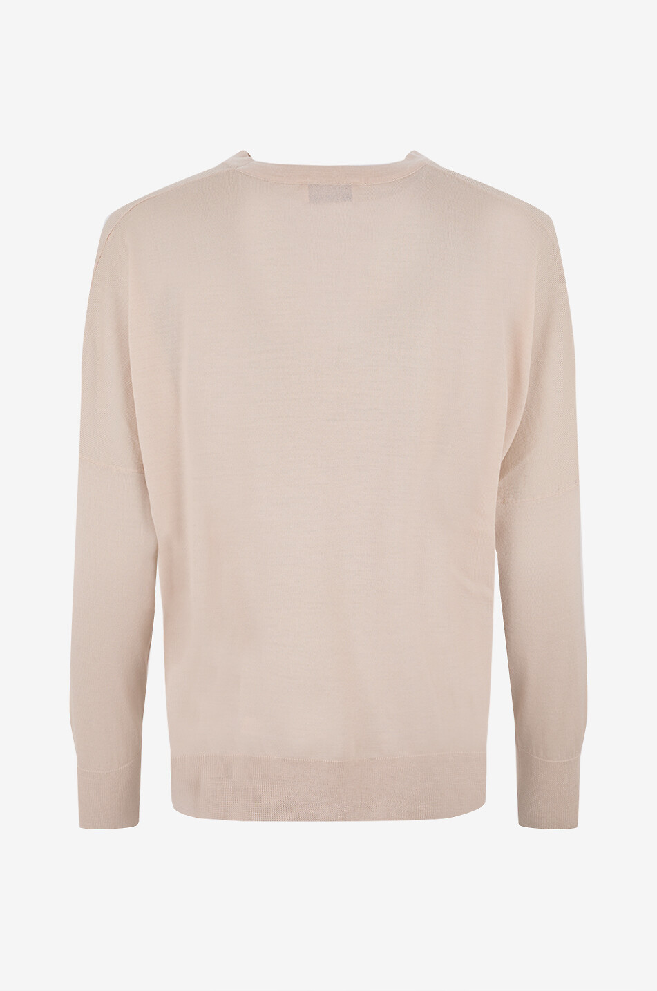 BONGENIE Round-neck jersey pullover with side slits Women Light beige 2