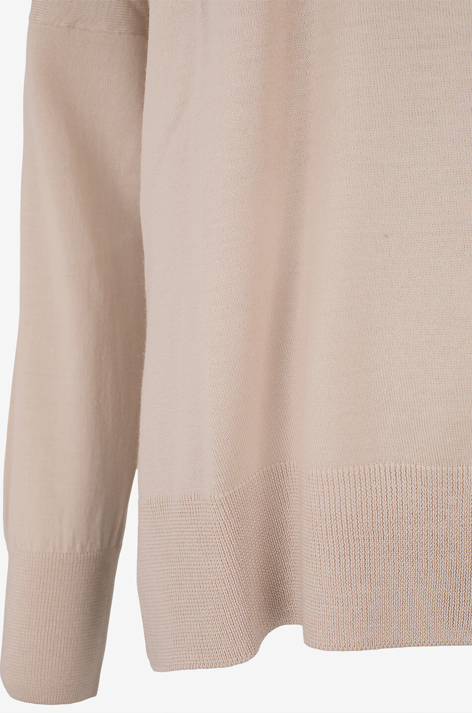 BONGENIE Round-neck jersey pullover with side slits Women Light beige 3