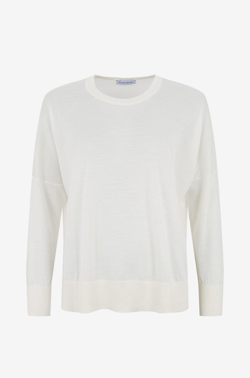 BONGÉNIE Pull à col rond en jersey à fentes latérales Femme BLANC CASSE 1