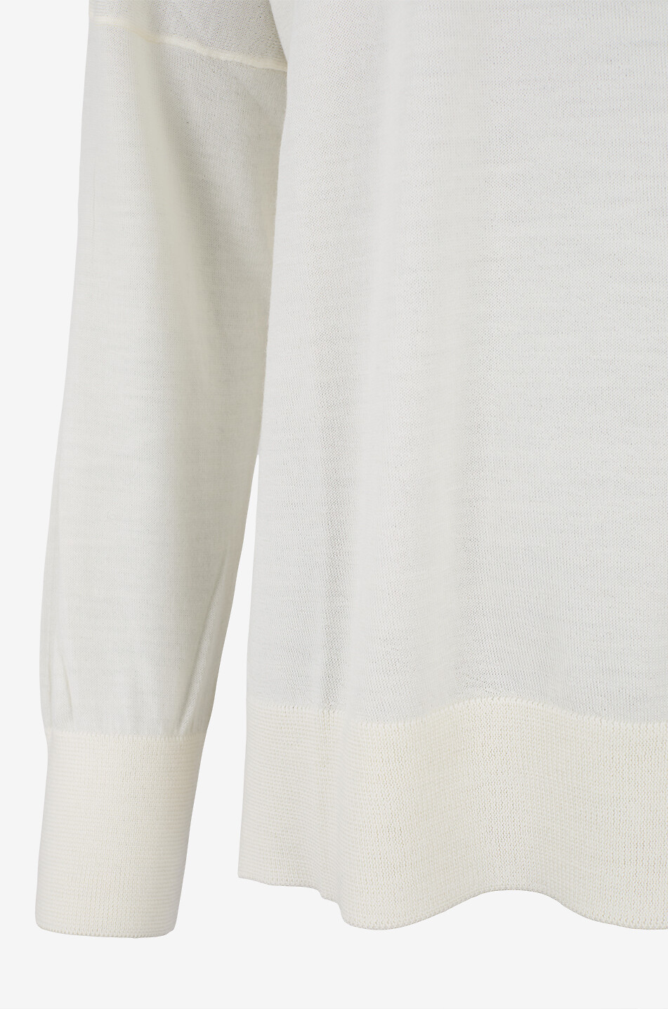 BONGÉNIE Pull à col rond en jersey à fentes latérales Femme BLANC CASSE 3