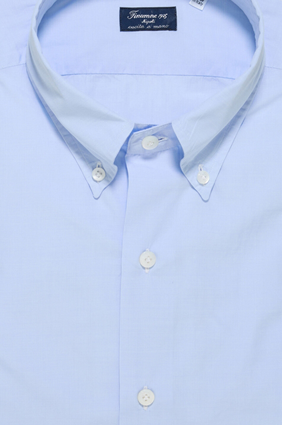 FINAMORE Chemise à col américain en popeline de coton Napoli Homme BLEU CLAIR 2