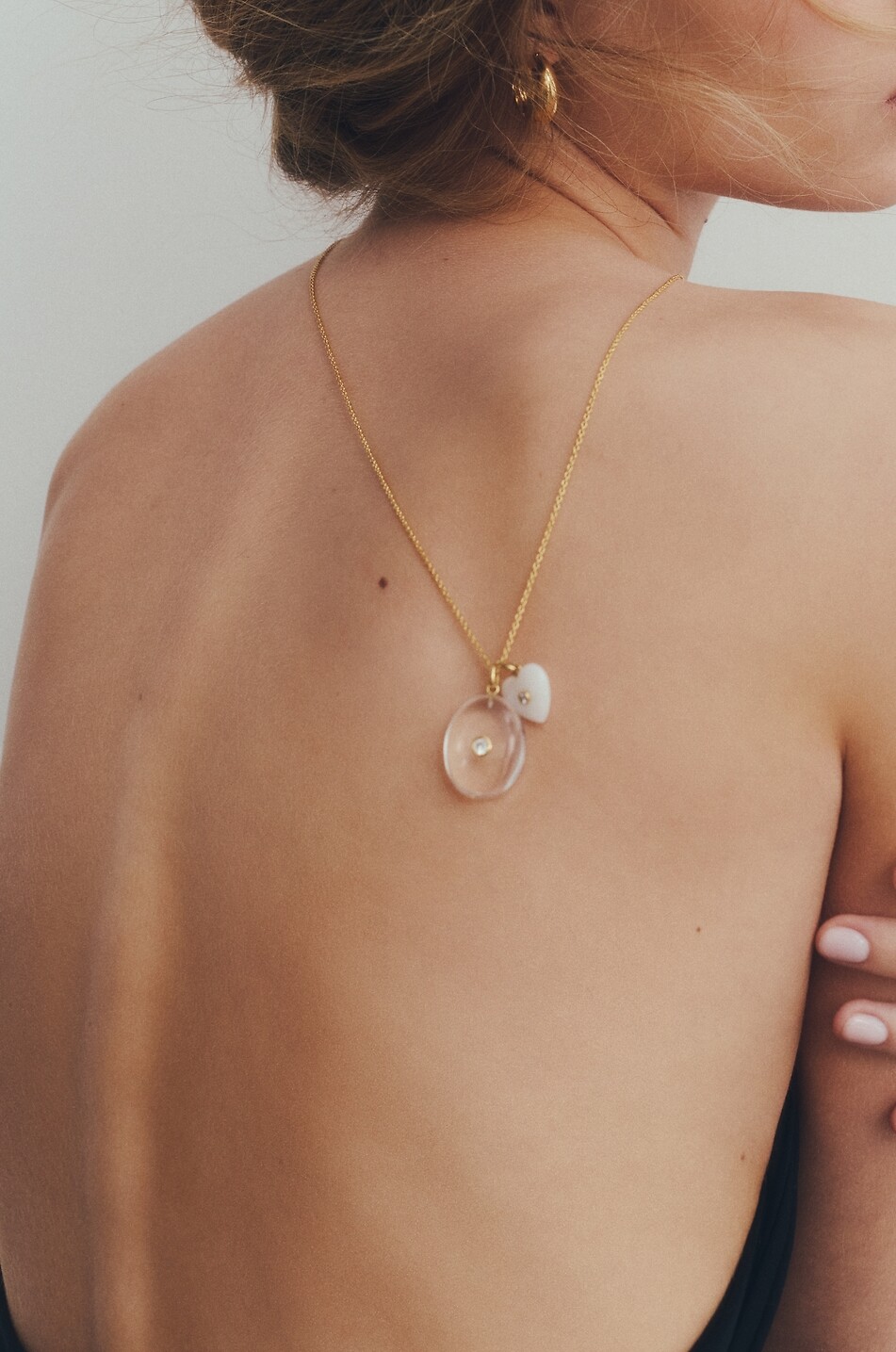 DAPHINE Herzförmiger Mondstein-Anhänger mit Zirkonia Eros Charm Damen WEISS 2
