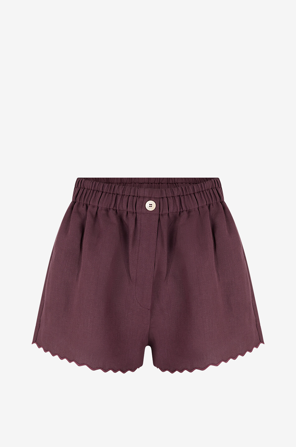 Short à taille élastique en lin brodé