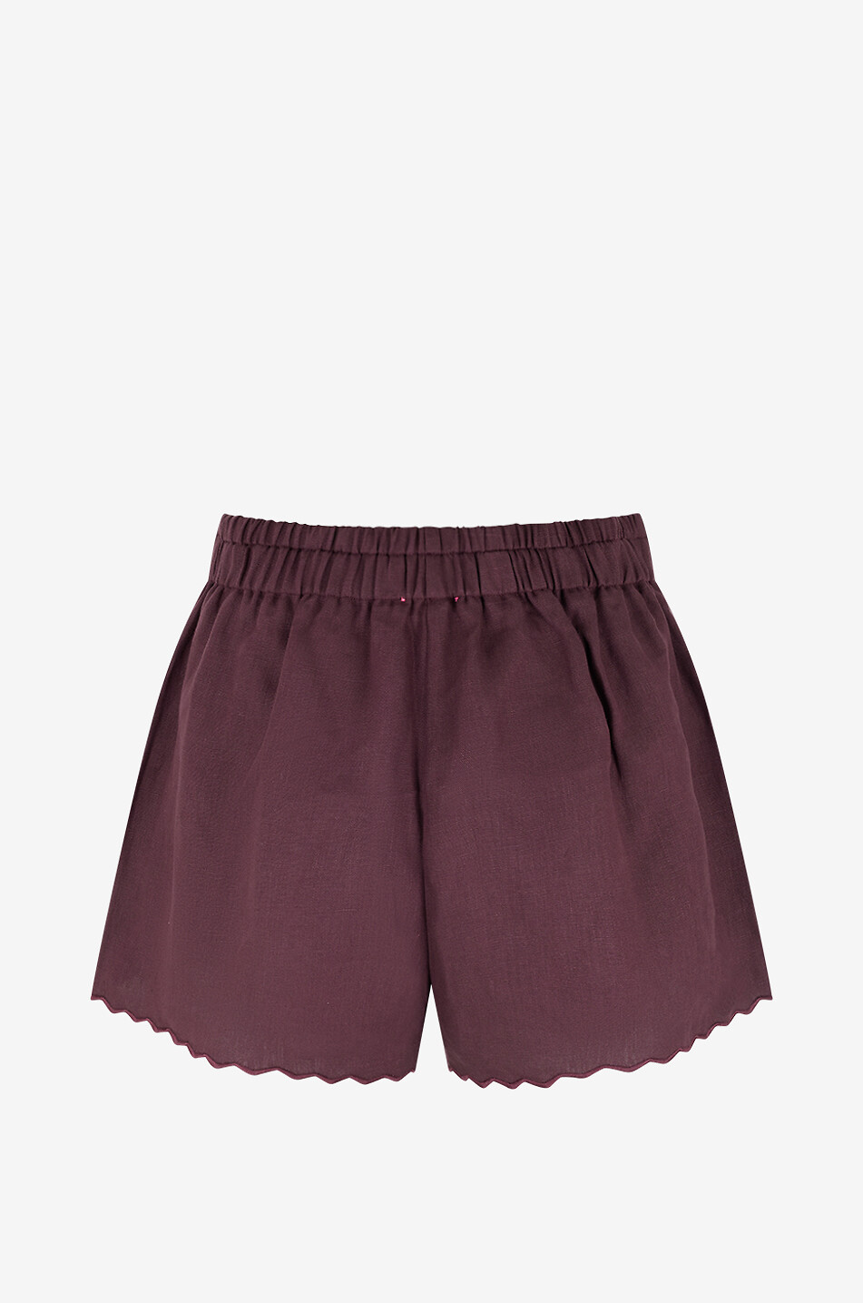 FORTE FORTE Short à taille élastique en lin brodé Femme ROSE CLAIR 2