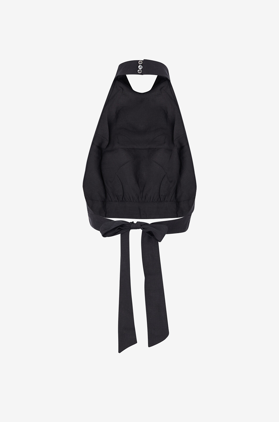 ARKITAIP Top dos nu à col montant en lin Ronja Femme NOIR 3