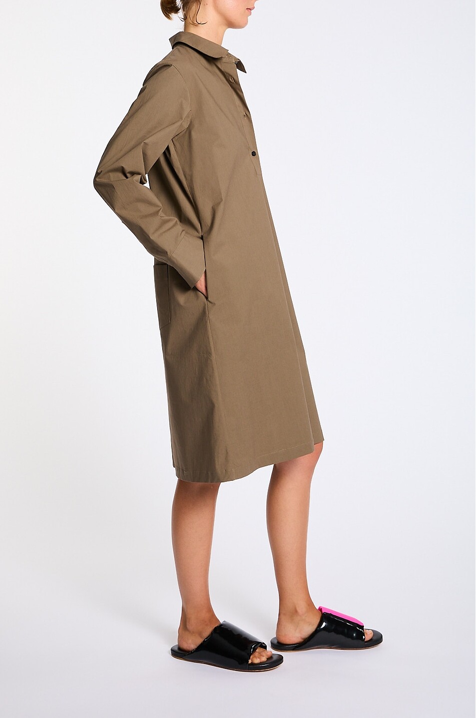 LIS LAREIDA Destiny mid-length shirt collar straight dress Women KHAKI 5