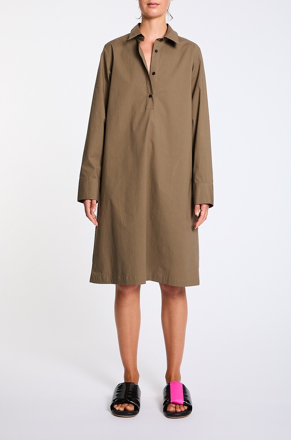 LIS LAREIDA Destiny mid-length shirt collar straight dress Women KHAKI 3