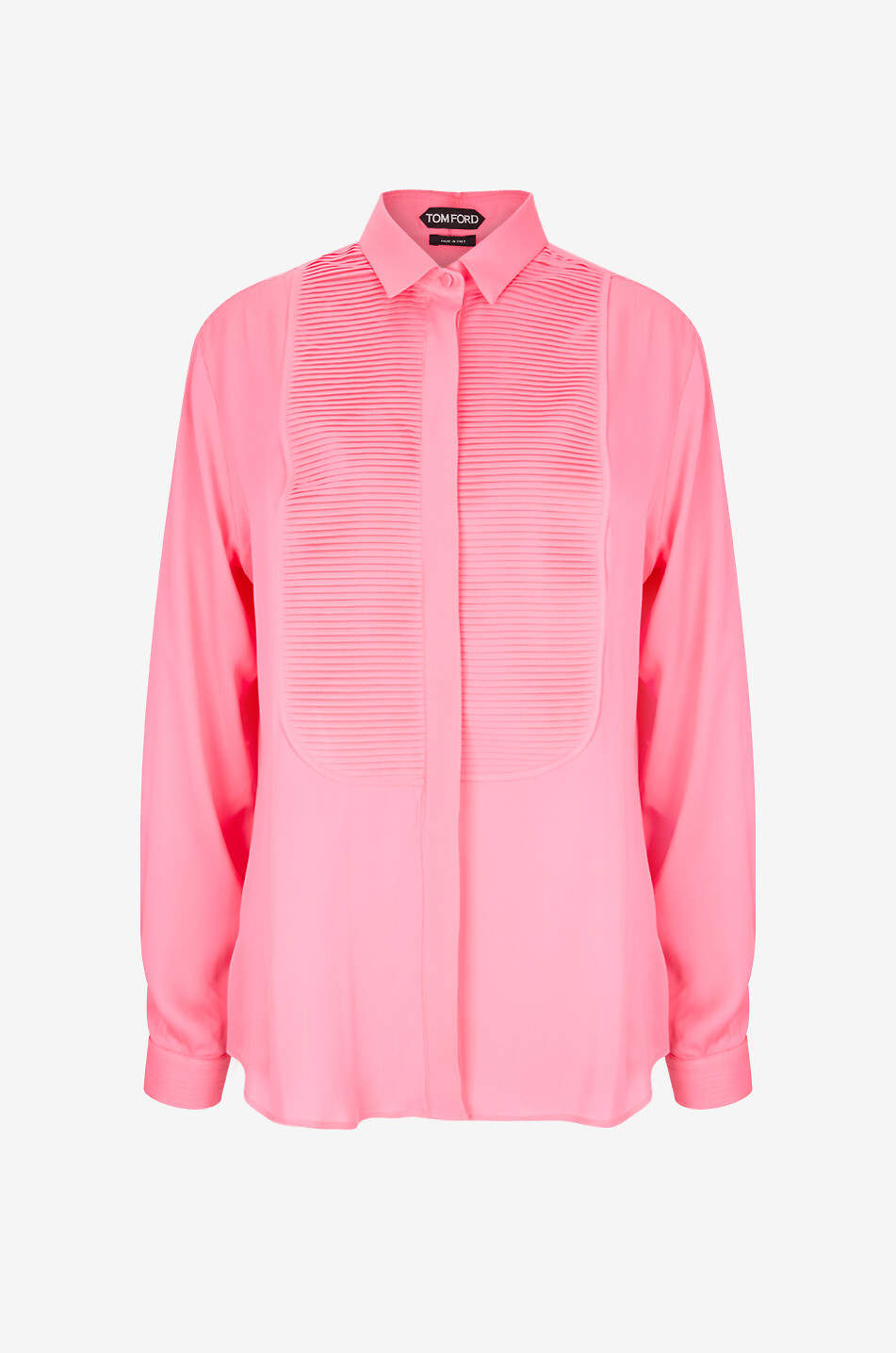 TOM FORD Chemise à plastron nervuré en soie georgette Femme ROSE FONCÉ 1