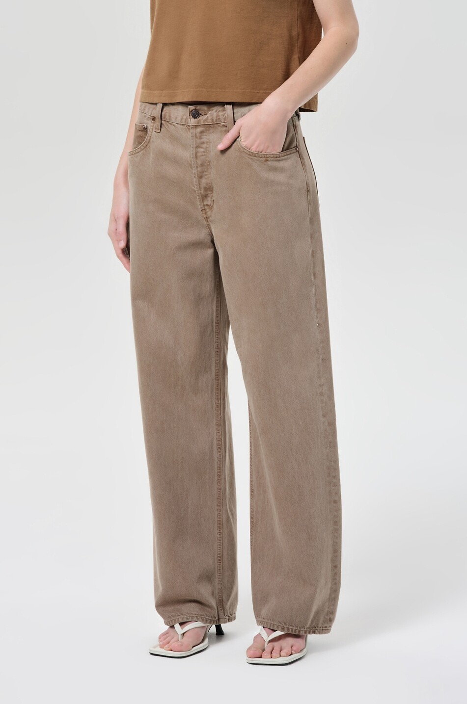 AGOLDE Low Slung Baggy Trail denim wide-leg jeans Women LIGHT BROWN 4