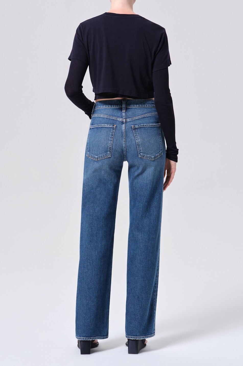 AGOLDE Jean droit en denim de coton Harper Femme BLEU FONCE 3