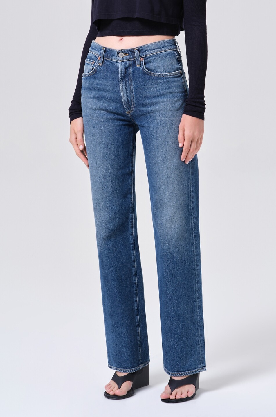 AGOLDE Jean droit en denim de coton Harper Femme BLEU FONCE 4
