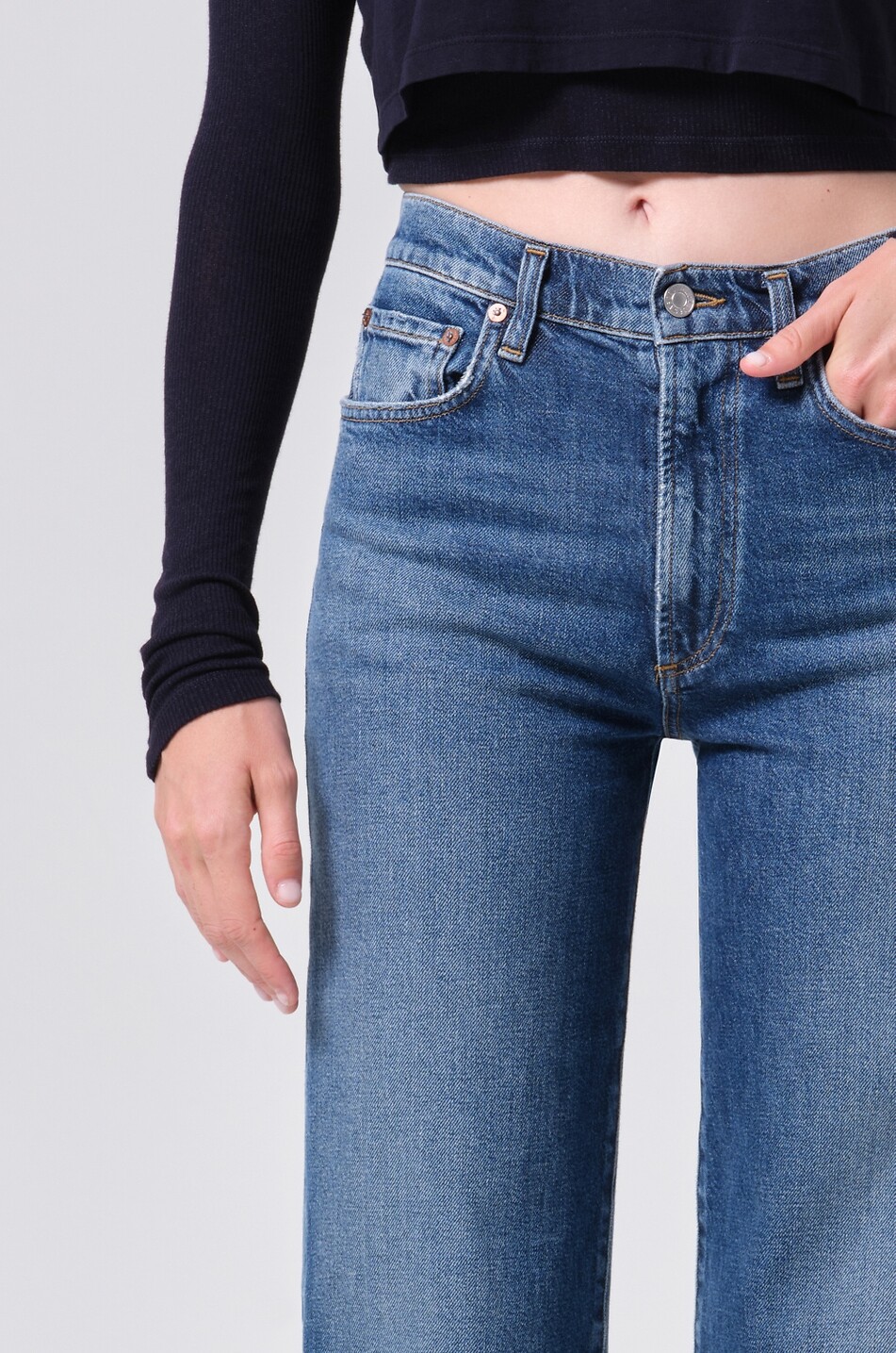 AGOLDE Jean droit en denim de coton Harper Femme BLEU FONCE 5